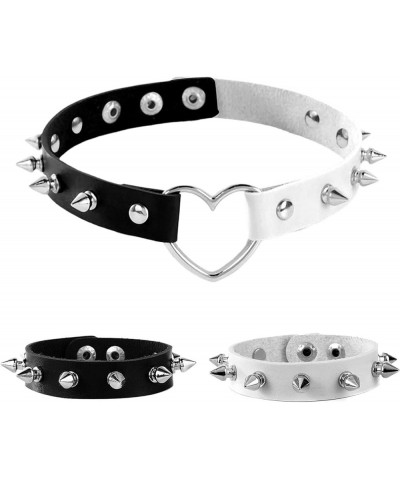 3Pcs Leather Goth Jewelry Choker and Bracelets Set Punk Cosplay Costume Accessories for Women Men Teen Girls A-Black and Whit...