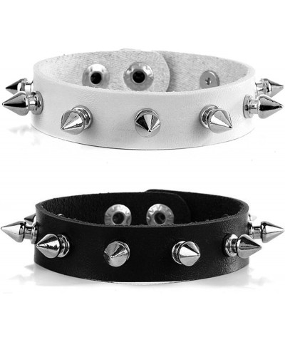 3Pcs Leather Goth Jewelry Choker and Bracelets Set Punk Cosplay Costume Accessories for Women Men Teen Girls A-Black and Whit...