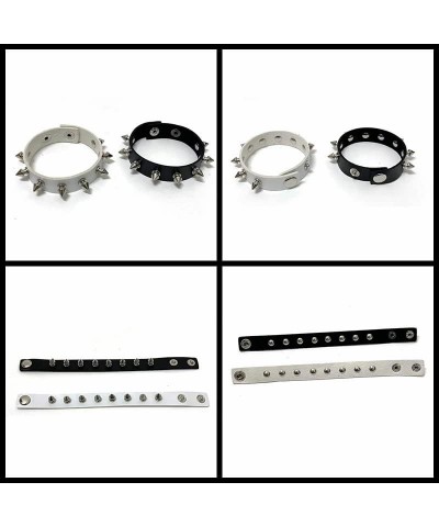 3Pcs Leather Goth Jewelry Choker and Bracelets Set Punk Cosplay Costume Accessories for Women Men Teen Girls A-Black and Whit...