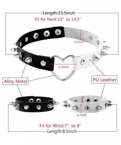 3Pcs Leather Goth Jewelry Choker and Bracelets Set Punk Cosplay Costume Accessories for Women Men Teen Girls A-Black and Whit...