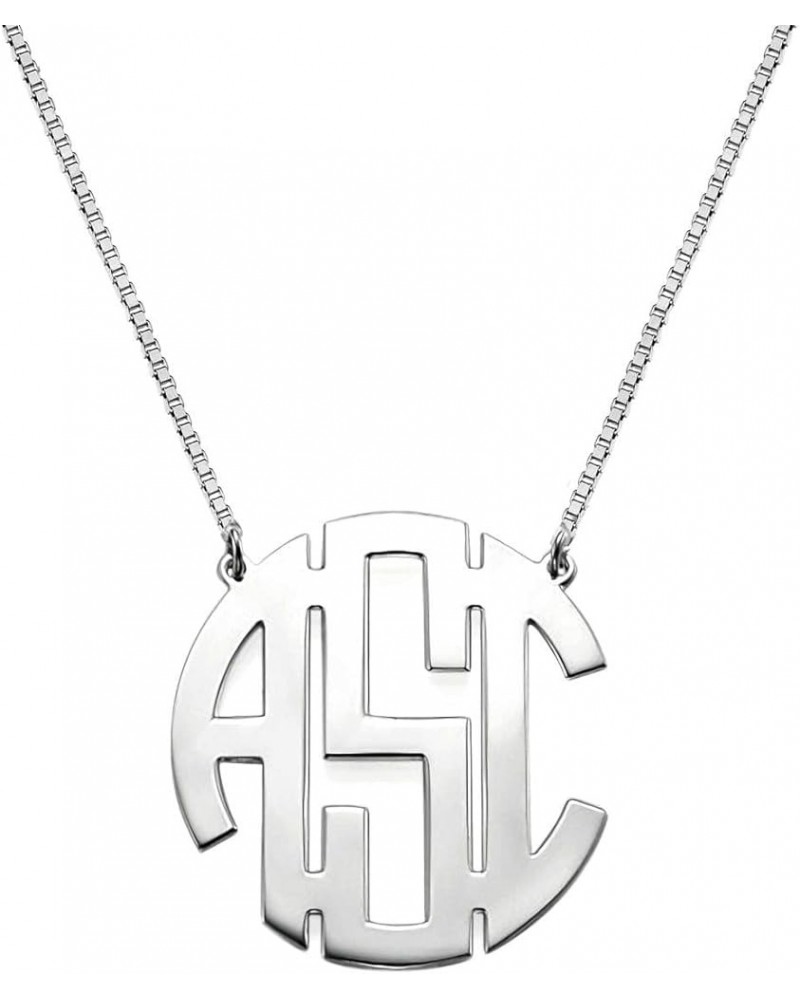 Monogrammed Pendant Necklaces Monogram Necklace for Women Sterling Silver Gold Plated Initial Letter Engraved Toggle Coin Dis...