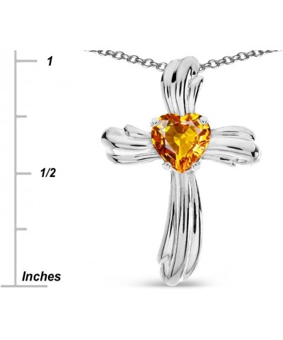 Solid 14k Gold Heart Shape 6mm Ribbed Cross Of Love Pendant Necklace Citrine White Gold $120.24 Necklaces