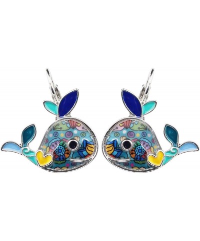 Ocean Collection Enamel Whale Stud Earrings Clip Mini Dangle Jewelry Charms for Women Girls Summer Gift Blue $8.99 Earrings