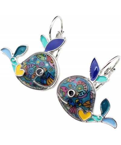 Ocean Collection Enamel Whale Stud Earrings Clip Mini Dangle Jewelry Charms for Women Girls Summer Gift Blue $8.99 Earrings