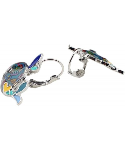 Ocean Collection Enamel Whale Stud Earrings Clip Mini Dangle Jewelry Charms for Women Girls Summer Gift Blue $8.99 Earrings