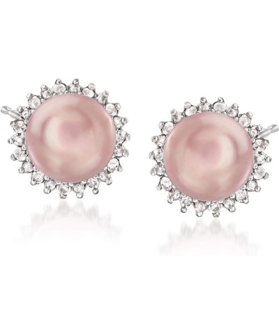 7-7.5mm Cultured Button Pearl and .13 ct. t.w. Diamond Stud Earrings in Sterling Silver Pink Pearl $37.80 Earrings