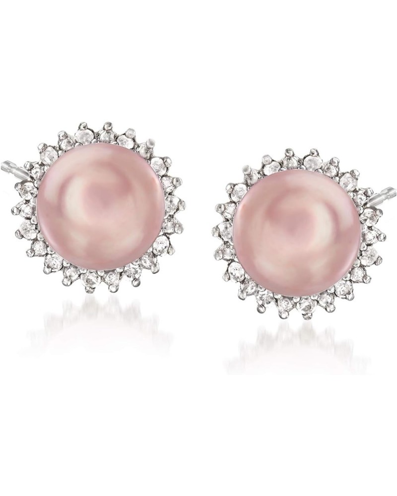 7-7.5mm Cultured Button Pearl and .13 ct. t.w. Diamond Stud Earrings in Sterling Silver Pink Pearl $37.80 Earrings