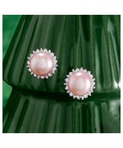 7-7.5mm Cultured Button Pearl and .13 ct. t.w. Diamond Stud Earrings in Sterling Silver Pink Pearl $37.80 Earrings