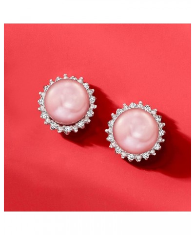 7-7.5mm Cultured Button Pearl and .13 ct. t.w. Diamond Stud Earrings in Sterling Silver Pink Pearl $37.80 Earrings