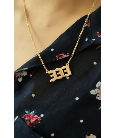 Angel Numbers Necklaces,Women Girls Dainty Gold Silver 111 1111 222 333 444 555 666 777 888 8888 999 Pendant Necklace Spiritu...