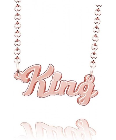 Customized King Name Necklace Stainless Steel Plated Custom Made of Last Name Gift for Family Font9-Rose Gold $10.77 Necklaces