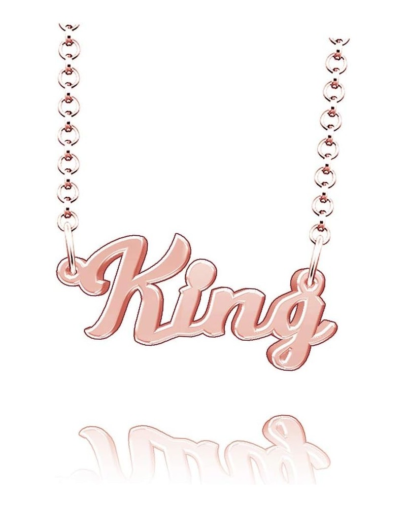 Customized King Name Necklace Stainless Steel Plated Custom Made of Last Name Gift for Family Font9-Rose Gold $10.77 Necklaces