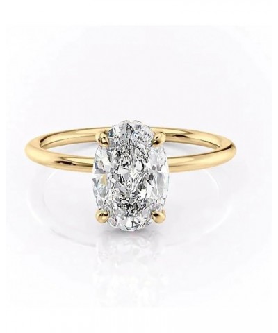 1/1.5/2/2.5/3 Carat Oval Cut Center Moissanite Rings for Women, 10K 14K 18K Solid Gold Moissanite Wedding Engagement Ring Siz...