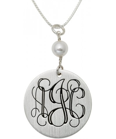 Personalized Alluring Medallion Sterling Silver Necklace. Customize a Round Charm. Choice of Sterling Silver Chain. Three Ini...