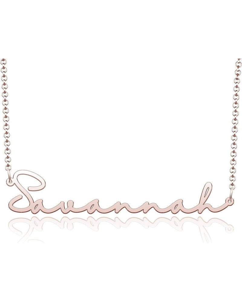 Name Necklace Personalized Gold Custom Name Plate Necklace Sterling Silver Savannah-Rose Gold $19.37 Necklaces