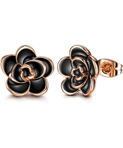 Rose Flower Stud Earrings for Sensitive Ears Hypoallergenic, Cute Gold And Silver Ear Studs for Women Girl, Nickel Free 0.47 ...