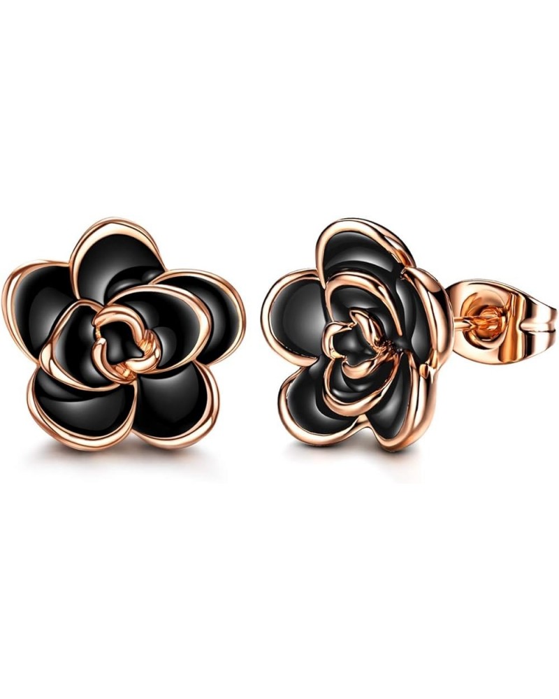 Rose Flower Stud Earrings for Sensitive Ears Hypoallergenic, Cute Gold And Silver Ear Studs for Women Girl, Nickel Free 0.47 ...