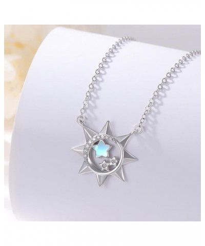 Moonstone Necklace for Women 925 Sterling Silver Infinity/Angel Wings/Feather/Star/Flower/Elk Moonstone Pendant Necklaces Jew...