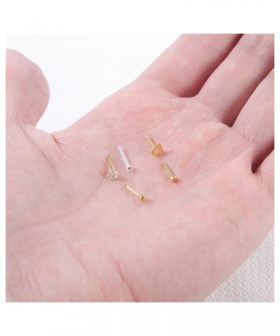 12Pcs 20G Nose Studs Rings - Surgical Steel L Shape Nose Bone Nose Screw CZ Nostril Piercing Jewelry for Women Gold,Straight ...