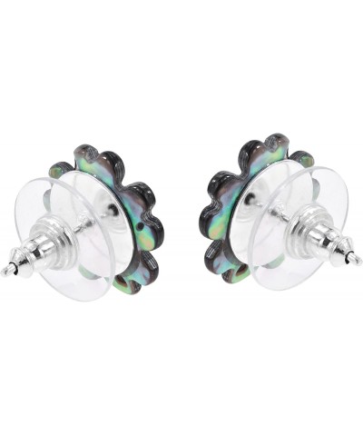 Sparkling Flower Blossom Abalone Shell with Inlaid Crystal Stud Earrings | Abalone Shell Earrings for Women | Crystals Stud E...