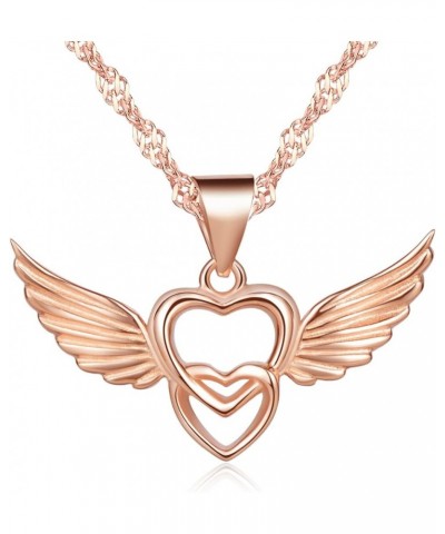 Interlocking Hearts Pendant Women's 925 Sterling Silver Necklace, Rose Gold/Silver rose gold-2 $11.13 Necklaces