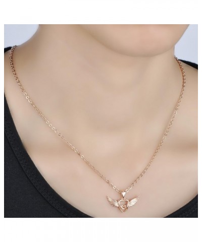 Interlocking Hearts Pendant Women's 925 Sterling Silver Necklace, Rose Gold/Silver rose gold-2 $11.13 Necklaces