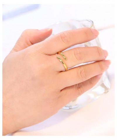 Pointed Classical Simple Plain Promise Ring,Stainless Steel Thin Wedding Band Rings For Women Girls 7 Open Twist-Gold $8.11 R...