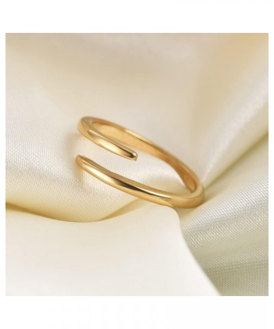 Pointed Classical Simple Plain Promise Ring,Stainless Steel Thin Wedding Band Rings For Women Girls 7 Open Twist-Gold $8.11 R...