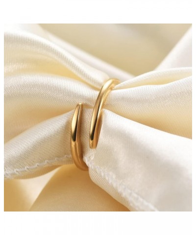 Pointed Classical Simple Plain Promise Ring,Stainless Steel Thin Wedding Band Rings For Women Girls 7 Open Twist-Gold $8.11 R...