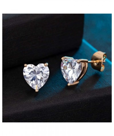 Heart Austrian Crystal Stud Earrings for Women Fashion 925 Sterling Silver Hypoallergenic Jewelry Clear White $9.45 Earrings