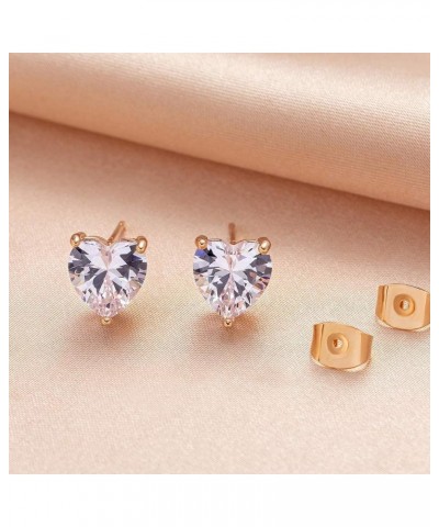 Heart Austrian Crystal Stud Earrings for Women Fashion 925 Sterling Silver Hypoallergenic Jewelry Clear White $9.45 Earrings