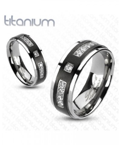 His and Her Stainless Steel 2.95 Carat Cubic Zirconia Bridal Set and Men's Titanium Wedding Band Women's Size 07 Men's Size 1...