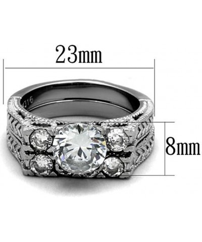 His and Her Stainless Steel 2.95 Carat Cubic Zirconia Bridal Set and Men's Titanium Wedding Band Women's Size 07 Men's Size 1...