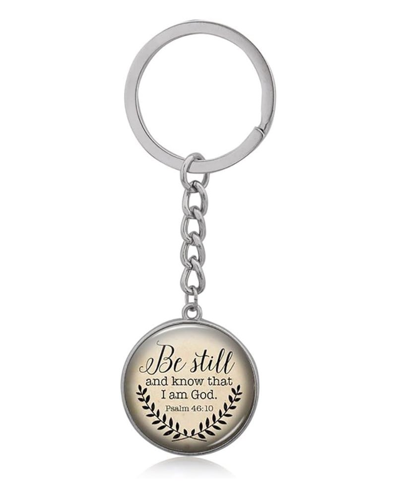 Be Still, and Know That I am God Pendant Necklace Religious Inspirational Bible Verse Necklace Key Chain - Silver $7.01 Neckl...