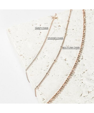 Chain Necklace for Women Rose Gold Studded Chain Necklace $18.40 Necklaces