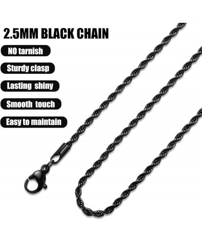 Black Rope Chain for Men, Mens Chain Necklaces, Rope Chain Necklaces for Men Women and Boy 2.5/3mm 24.0 Inches Black 2.5mm $1...