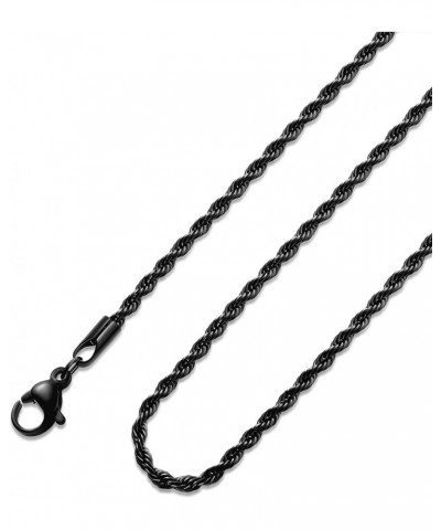 Black Rope Chain for Men, Mens Chain Necklaces, Rope Chain Necklaces for Men Women and Boy 2.5/3mm 24.0 Inches Black 2.5mm $1...