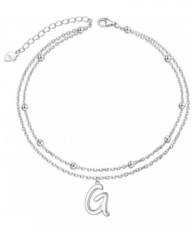 Initials Anklet for Women S925 Sterling Silver Adjustable Foot Ankle Bracelet with Letter G Letter $6.59 Anklets