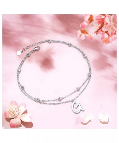 Initials Anklet for Women S925 Sterling Silver Adjustable Foot Ankle Bracelet with Letter G Letter $6.59 Anklets