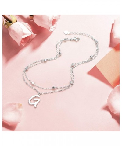 Initials Anklet for Women S925 Sterling Silver Adjustable Foot Ankle Bracelet with Letter G Letter $6.59 Anklets