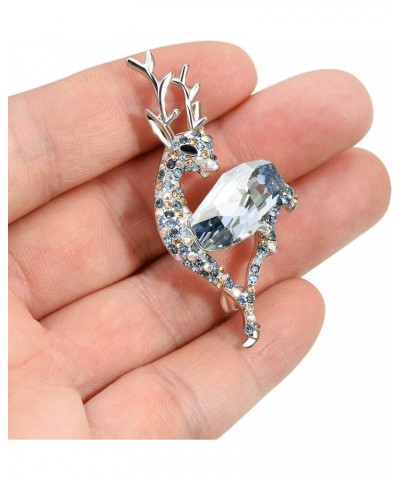 Gorgeous Crystal Sika Deer Brooch Pins Blue Crystal Rhinestone Animal Lapel Pin Breastpin pendant Jewelry for Women Blue Deer...