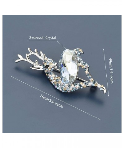 Gorgeous Crystal Sika Deer Brooch Pins Blue Crystal Rhinestone Animal Lapel Pin Breastpin pendant Jewelry for Women Blue Deer...