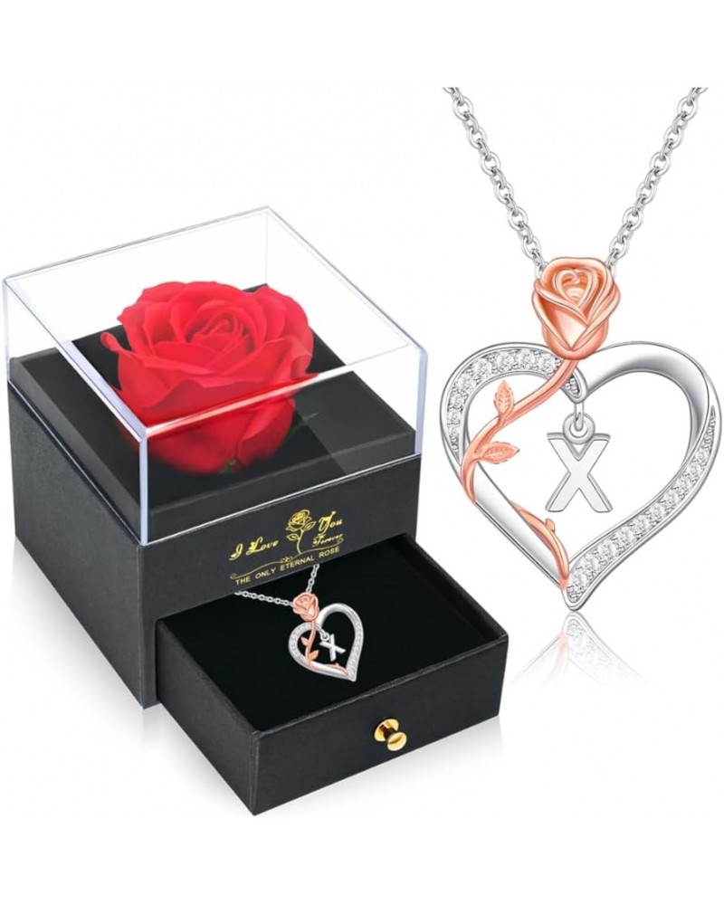 Romantic Gifts ??????? ???????? ??? ????? Rose Heart Pendant Necklace with Rose Gift Box, Mothers Day Christmas Anniversary B...