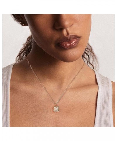 3D Square Initial Necklace for Women, 14K Gold Plated Cubic Zirconia Geometric Pendant A-Z Letter Necklace, Dainty Gold Neckl...