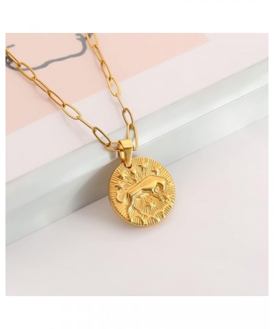 Dainty Zodiac Necklace for Women Zodiac Sign Necklaces 18k Real Gold Plated Paperclip Link Chain Necklaces Layered Gold Neckl...