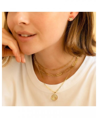 Dainty Zodiac Necklace for Women Zodiac Sign Necklaces 18k Real Gold Plated Paperclip Link Chain Necklaces Layered Gold Neckl...