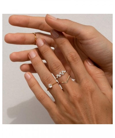 Gold Rings for Women,Dainty Ring Set 14k Gold Plated Simple Stackable Rings Non Tarnish Cubic Zirconia Wedding Bands for Wome...