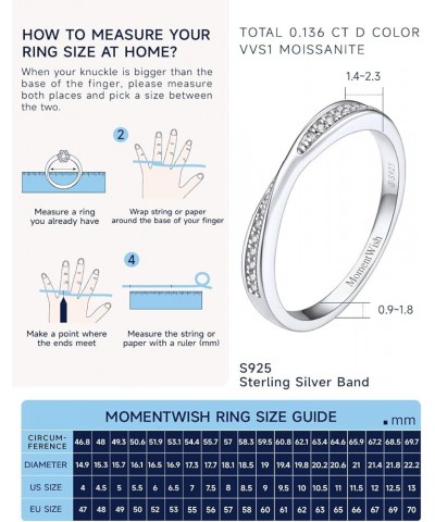 Wedding Band, 0.15Carat Moissanite Wedding Rings, D Color VVS1 Simulated Diamond 925 Sterling Silver Eternity Rings 7 X-Etern...