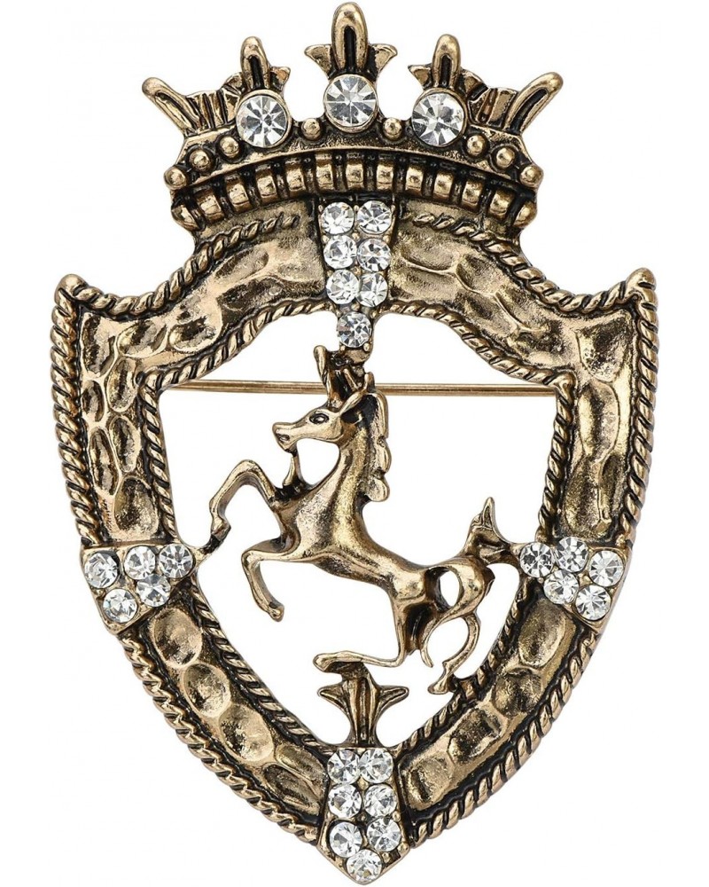 Vintage Golden Tone Queen Crown Pin Brooch Crystal Horse Racing Chapter Badge $10.25 Brooches & Pins