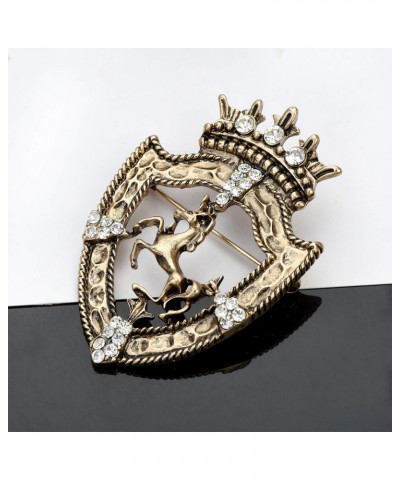 Vintage Golden Tone Queen Crown Pin Brooch Crystal Horse Racing Chapter Badge $10.25 Brooches & Pins